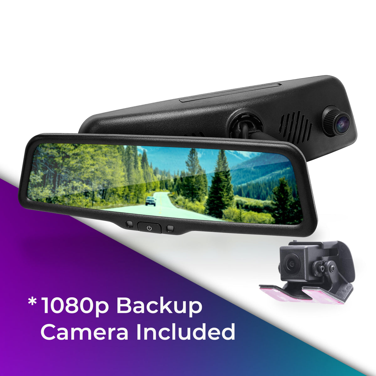 Master Tailgaters 10" Rear View Mirror Dash Cam with Backup Camera, 1080p, WiFi